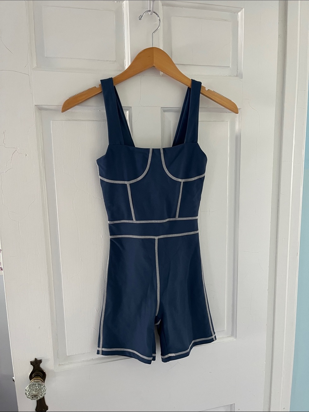 WeWoreWhat Blue Jumpsuit with White Trim - Picture 2 of 4